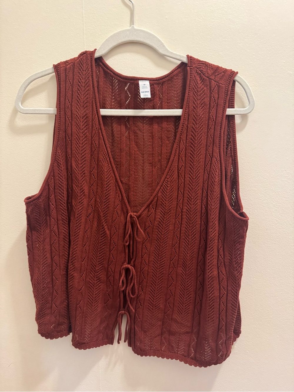 Old Navy 2X Rust Red Knit Tie-Front Tank